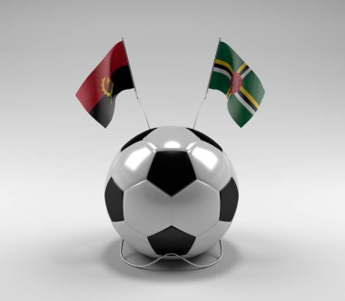 Angola - Dominica Futbol Bayrakları, Beyaz Arkaplan - 3D Render