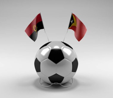 Angola - Doğu Timor Futbol Bayrakları, Beyaz Arkaplan - 3D Render