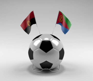 Angola - Eritre Futbol Bayrakları, Beyaz Arkaplan - 3D Render