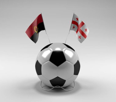 Angola - Gürcistan Futbol Bayrakları, Beyaz Arkaplan - 3D Render