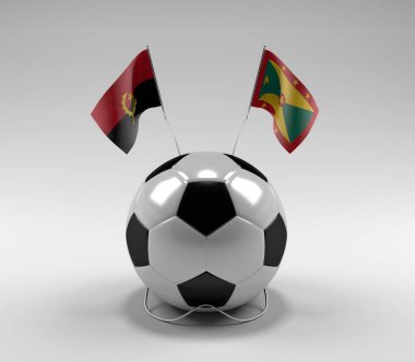 Angola - Grenada Futbol Bayrakları, Beyaz Arkaplan - 3D Render
