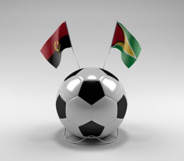 Angola - Guyana Futbol Bayrakları, Beyaz Arkaplan - 3D Render