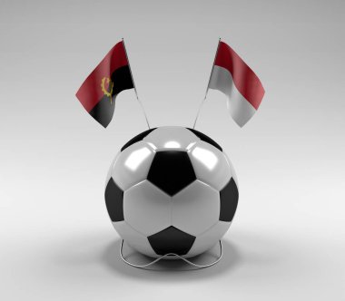 Angola - Endonezya Futbol Bayrakları, Beyaz Arkaplan - 3D Render