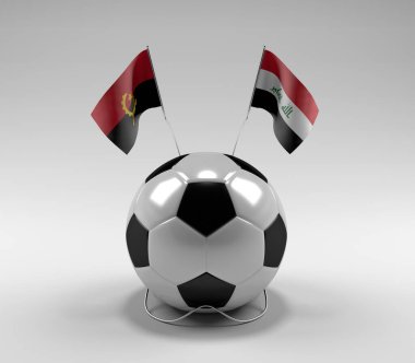 Angola - Irak Futbol Bayrakları, Beyaz Arkaplan - 3D Yapılandırma