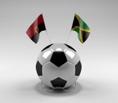 Angola - Jamaika Futbol Bayrakları, Beyaz Arkaplan - 3D Render