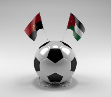 Angola - Jordan Futbol Bayrakları, Beyaz Arkaplan - 3D Render
