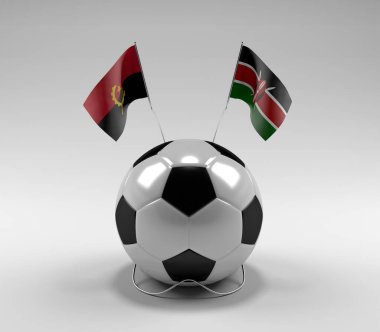 Angola - Kenya Futbol Bayrakları, Beyaz Arkaplan - 3D Render