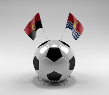 Angola - Kiribati Futbol Bayrakları, Beyaz Arkaplan - 3D Render