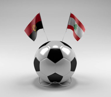 Angola - Lübnan Futbol Bayrakları, Beyaz Arkaplan - 3D Render