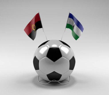 Angola - Lesotho Futbol Bayrakları, Beyaz Arkaplan - 3D Render
