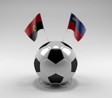 Angola - Lihtenştayn Futbol Bayrakları, Beyaz Arkaplan - 3D Render
