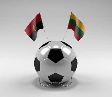 Angola - Litvanya Futbol Bayrakları, Beyaz Arkaplan - 3D Render