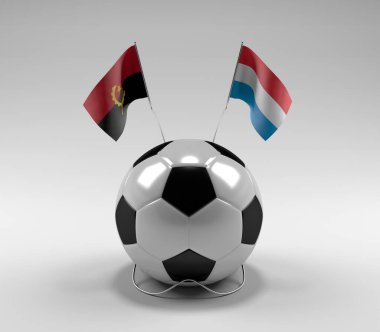 Angola - Lüksemburg Futbol Bayrakları, Beyaz Arkaplan - 3D Render
