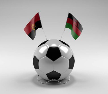 Angola - Malavi Futbol Bayrakları, Beyaz Arkaplan - 3D Render