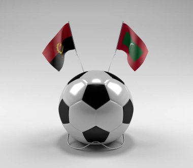 Angola - Maldivler Futbol Bayrakları, Beyaz Arkaplan - 3D Render