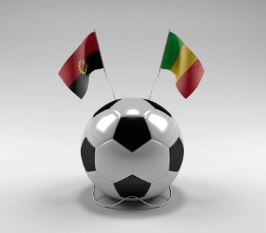Angola - Mali Futbol Bayrakları, Beyaz Arkaplan - 3D Render