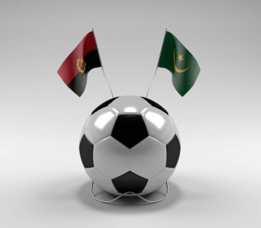 Angola - Moritanya Futbol Bayrakları, Beyaz Arkaplan - 3D Render