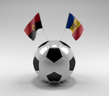 Angola - Moldova Futbol Bayrakları, Beyaz Arkaplan - 3D Render