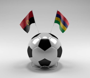 Angola - Mauritius Futbol Bayrakları, Beyaz Arkaplan - 3D Render