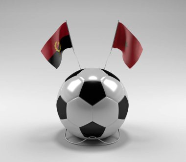 Angola - Fas Futbol Bayrakları, Beyaz Arkaplan - 3D Render