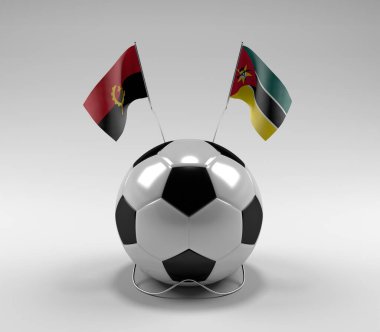 Angola - Mozambik Futbol Bayrakları, Beyaz Arkaplan - 3D Render