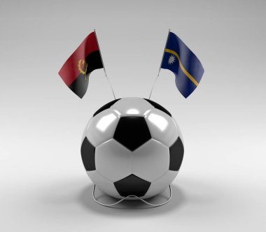 Angola - Nauru Futbol Bayrakları, Beyaz Arkaplan - 3D Render