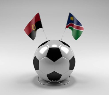 Angola - Namibya Futbol Bayrakları, Beyaz Arkaplan - 3D Render