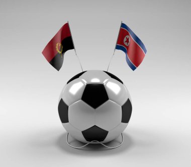 Angola - Kuzey Kore Futbol Bayrakları, Beyaz Arkaplan - 3D Render