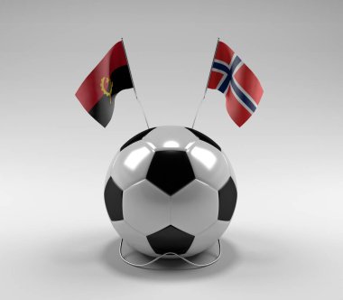 Angola - Norveç Futbol Bayrakları, Beyaz Arkaplan - 3D Render