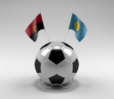 Angola - Palau Futbol Bayrakları, Beyaz Arkaplan - 3D Render