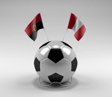 Angola - Peru Futbol Bayrakları, Beyaz Arkaplan - 3D Render