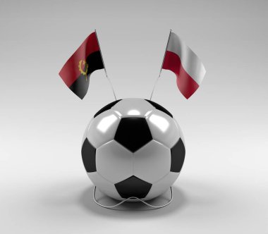Angola - Polonya Futbol Bayrakları, Beyaz Arkaplan - 3D Render