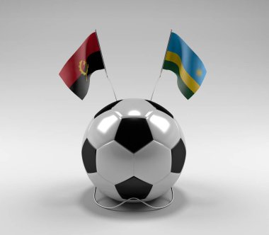 Angola - Ruanda Futbol Bayrakları, Beyaz Arkaplan - 3D Render