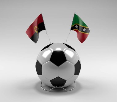 Angola - Saint-Kitts-and-Nevis Futbol Bayrakları, Beyaz Arkaplan - 3D Render
