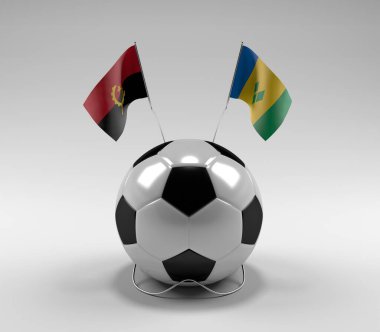 Angola - Saint-Vincent-and-the-Grenadines Futbol Bayrakları, Beyaz Arkaplan - 3D Render