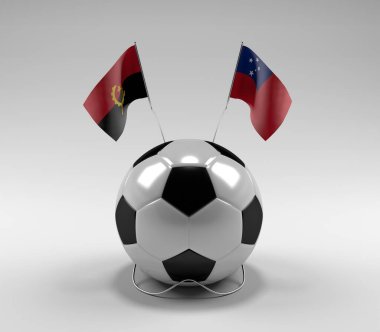 Angola - Samoa Futbol Bayrakları, Beyaz Arkaplan - 3D Render