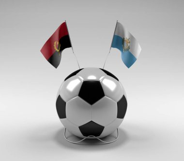 Angola - San-Marino Futbol Bayrakları, Beyaz Arkaplan - 3D Render