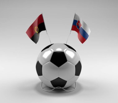 Angola - Slovakya Futbol Bayrakları, Beyaz Arkaplan - 3D Render