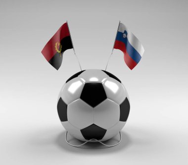 Angola - Slovenya Futbol Bayrakları, Beyaz Arkaplan - 3D Render