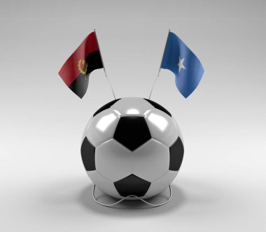 Angola - Somali Futbol Bayrakları, Beyaz Arkaplan - 3D Render