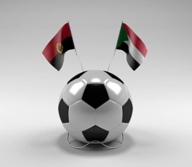 Angola - Sudan Futbol Bayrakları, Beyaz Arkaplan - 3D Render