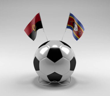 Angola - Svaziland Futbol Bayrakları, Beyaz Arkaplan - 3D Render