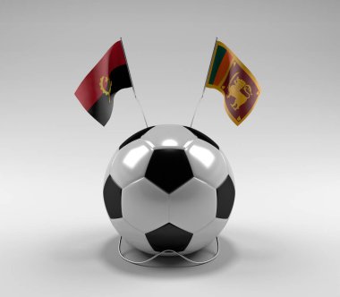 Angola - Sri-Lanka Futbol Bayrakları, Beyaz Arkaplan - 3D Render