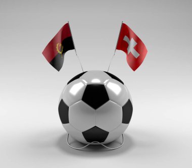 Angola - İsviçre Futbol Bayrakları, Beyaz Arkaplan - 3D Render