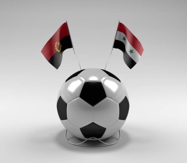 Angola - Suriye Futbol Bayrakları, Beyaz Arkaplan - 3D Render