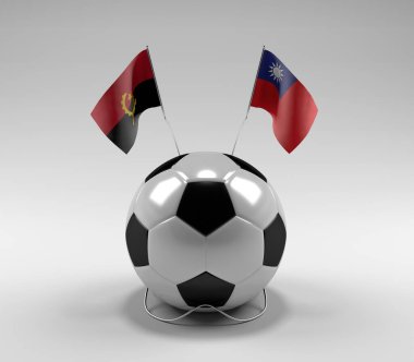 Angola - Tayvan Futbol Bayrakları, Beyaz Arkaplan - 3D Render