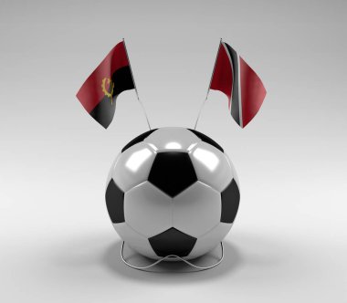 Angola - Trinidad ve Tobago Futbol Bayrakları, Beyaz Arkaplan - 3D Render