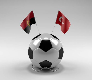 Angola - Türkiye Futbol Bayrakları, Beyaz Arkaplan - 3D Yapılandırma