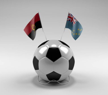 Angola - Tuvalu Futbol Bayrakları, Beyaz Arkaplan - 3D Render