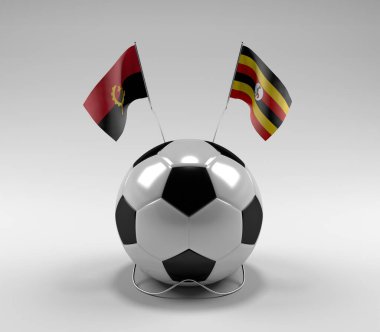 Angola - Uganda Futbol Bayrakları, Beyaz Arkaplan - 3D Render